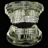 Silver Tone Three-Row VIP Princess-Cut Iced Grillz Set