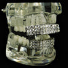 Silver Tone Three-Row VIP Princess-Cut Iced Grillz Set