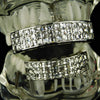 Silver Tone Three-Row VIP Princess-Cut Iced Grillz Set