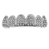 Silver Tone Top Teeth Iced Tombstone Grillz