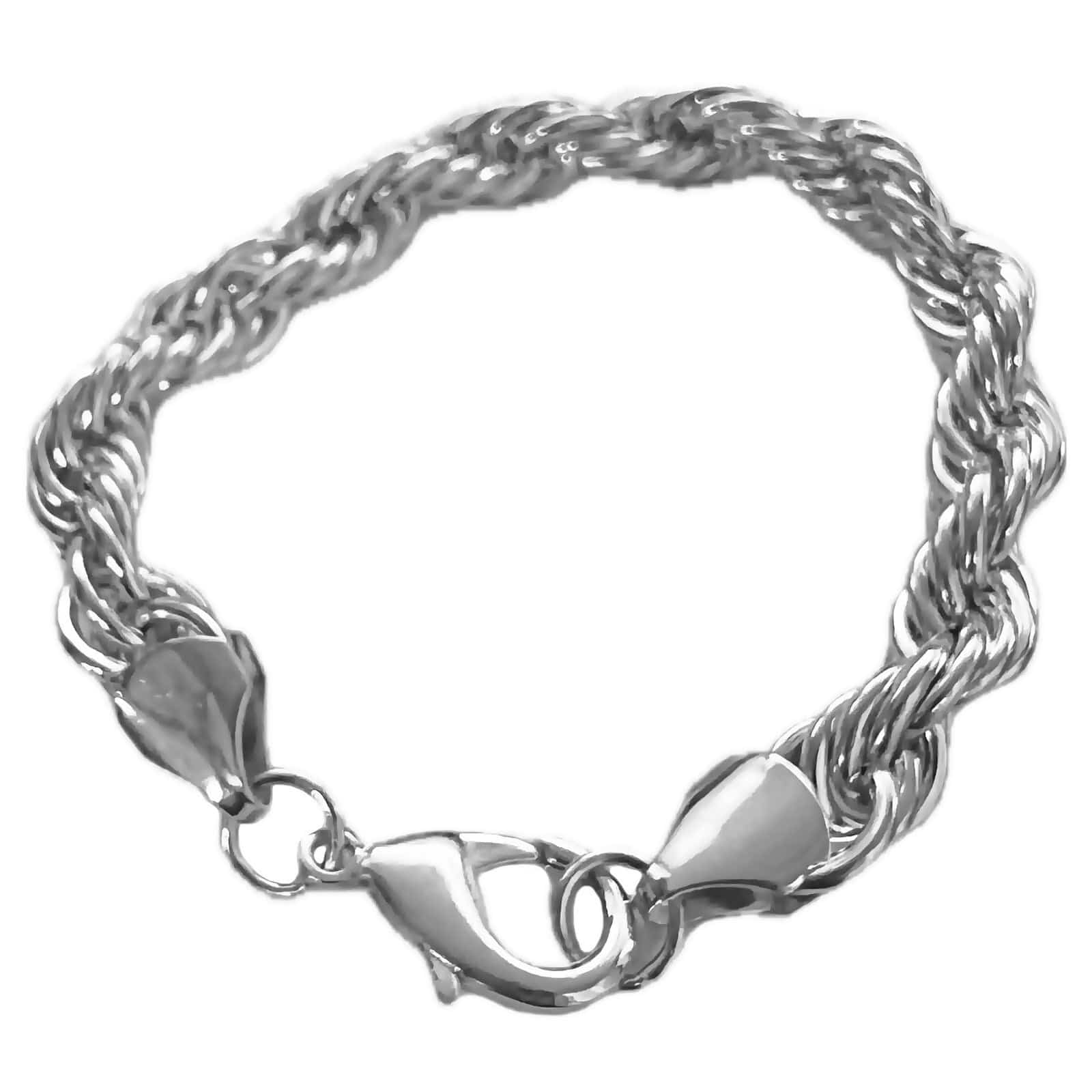 Silver Tone Twisted Rope Chain Bracelet 9