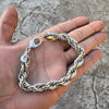 Silver Tone Twisted Rope Chain Bracelet 9" in x 10MM Thick