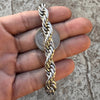 Silver Tone Twisted Rope Chain Bracelet 9" in x 10MM Thick