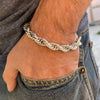 Silver Tone Twisted Rope Chain Bracelet 9" in x 10MM Thick