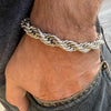 Silver Tone Twisted Rope Chain Bracelet 9" in x 10MM Thick