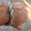 Silver Tone Twisted Rope Chain Bracelet 9" in x 10MM Thick