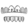 Silver Tone Two Open Face Teeth Grillz Set