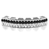 Silver Tone Two-Row Black Iced Bottom Teeth Grillz