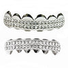 Silver Tone Two-Row Iced Teeth Grillz Set