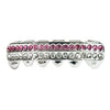 Silver Tone Two-Row Pink Iced Bottom Teeth Grillz