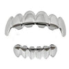 Silver Tone Vampire Fangs Plain Grillz Set