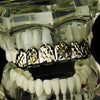 Silver Tone with Gold Diamond Cut Top Teeth Grillz