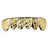 Silver Tone with w/14K Gold Plated Diamond-Cuts Bottom Teeth Grillz