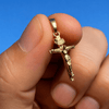 Small 1" inch 14K Gold Plated on Solid 925 Sterling Silver Jesus Crucifix Cross Shiny Pendant