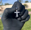 Small (1") Real 925 Sterling Silver Tennis Cross Pendant Iced Bling Out CZ
