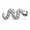 Snake Serpent Grillz Green Eyes CZ Silver Tone Top Front Double Teeth Grill