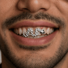Snake Serpent Grillz Green Eyes CZ Silver Tone Top Front Double Teeth Grill