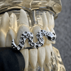 Snake Serpent Grillz Green Eyes CZ Silver Tone Top Front Double Teeth Grill