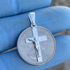 Solid 925 Silver Crucifix Cross Charm Cruz De Plata Jesus Plain Micro Pendant 1"