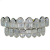 Solid 925 Sterling Silver 8 on 8 Baguette CZ Grillz Set