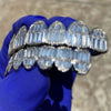 Solid 925 Sterling Silver 8 on 8 Baguette CZ Grillz Set