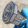 Solid 925 Sterling Silver Baguette Big Octagon Ring Iced Flooded Out