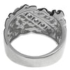 Solid 925 Sterling Silver Diagonal Iced Nugget Ring