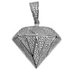 Solid 925 Sterling Silver Diamond Shape Iced CZ Flooded Out Pendant