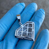 Solid 925 Sterling Silver Diamond Shape Iced CZ Flooded Out Pendant