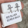 Solid 925 Sterling Silver Egyptian Ankh Cross Earrings