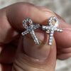 Solid 925 Sterling Silver Egyptian Ankh Cross Earrings