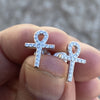 Solid 925 Sterling Silver Egyptian Ankh Cross Earrings