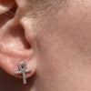 Solid 925 Sterling Silver Egyptian Ankh Cross Earrings