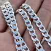 Solid 925 Sterling Silver Flat Cuban Link Chain Necklace 7MM 18-24"