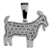 Solid 925 Sterling Silver Flooded Iced GOAT Pendant