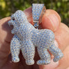 Solid 925 Sterling Silver Flooded Out CZ Iced Gorilla Pendant