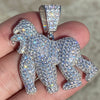 Solid 925 Sterling Silver Flooded Out CZ Iced Gorilla Pendant