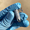 Solid 925 Sterling Silver Hollow Bullet Iced Flooded Out Pendant
