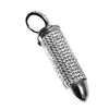 Solid 925 Sterling Silver Hollow Bullet Iced Flooded Out Pendant