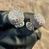 Solid 925 Sterling Silver Iced Earrings Flooded Out 8MM Round Screw Back