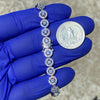 Solid 925 Sterling Silver Iced Flower Cluster Bracelet 7.5" Inch