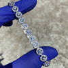 Solid 925 Sterling Silver Iced Flower Link Bracelet Flooded Out 7MM 7"
