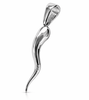 Solid 925 Sterling Silver Italian Horn Cornicello Amulet Plain Pendant