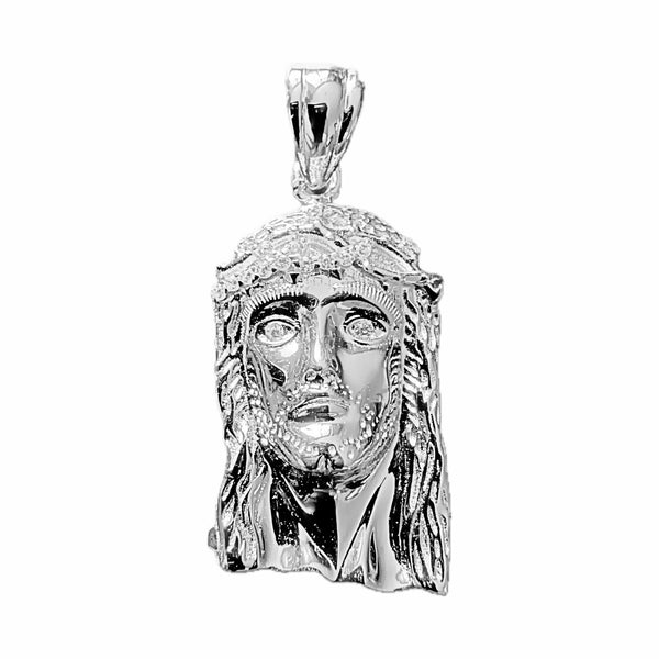 Solid 925 Sterling Silver Jesus Head Italy Pendant CZ Crown Small 1