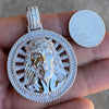 Solid 925 Sterling Silver Jesus Medallion Round Pendant