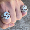 Solid 925 Sterling Silver Nugget Dollar Sign Ring