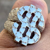 Solid 925 Sterling Silver Nugget Dollar Sign Ring