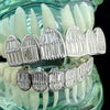 Solid 925 Sterling Silver Six on Six Iced Baguette Grillz Set