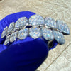 Solid 925 Sterling Silver Six on Six Iced Baguette Grillz Set