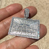 Solid 925 Sterling Silver The Last Supper Rectangular Pendant Iced CZ
